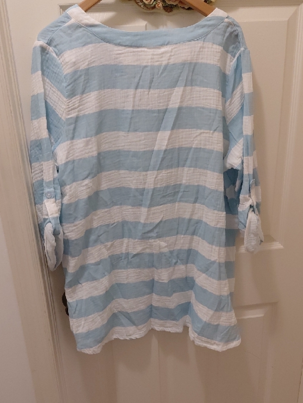 Light Blue & White Striped Women’s Pullover Tunic - Picture 5 of 5